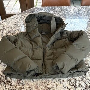 The North Face Dark Olive Crop Down Jacket